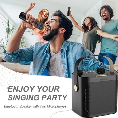 Karaoke Machine for Adults & Kids, Portable Bluetooth Karaoke Speaker with Two Wireless Karaoke Microphones for Girls Boys Home Outdoor Party