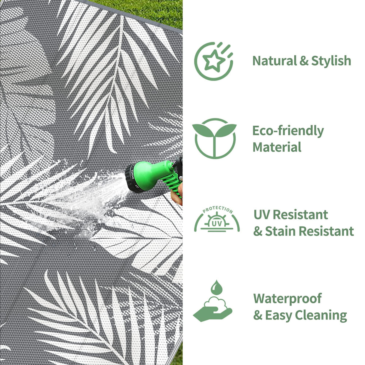 Palm Leaf Outdoor Rug Waterproof for Patios Clearance, Reversible Plastic Straw Camping Rug Carpet, Large Area Rugs Mats for RV, Picnic, Backyard, Deck, Balcony, Porch, Beach