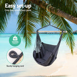 Garden Hammock Chair Hanging Rope Swing, Max 120kg Capacity, 2 Seat Cushions Included, Hanging Chair for Bedroom Living Room Porch Patio Garden Indoor Outdoor-Grey