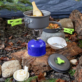 Camping Cookware Set, Anodized Aluminum Camping Pots and Pans Set, Lightweight & Compact Backpacking Cooking Set for 2-3 People Hiking Picnic Fishing with Kettle