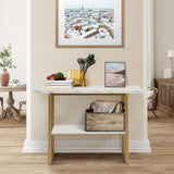 2-Tier Console Table, White Faux Marble Sofa Table w/Open Shelf, Gold Steel Frame, Modern Entryway Table Compact Rectangular Foyer Table, Narrow Couch Table for Living Room, Hallway