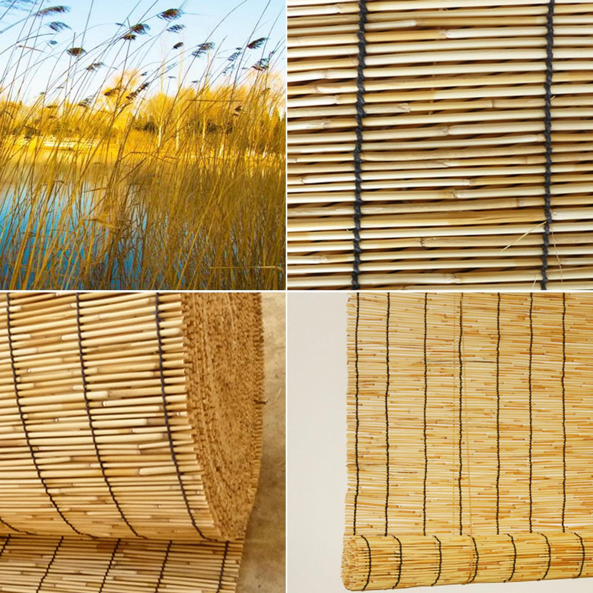 Natural Reed Curtains,Bamboo Roman Blinds,Retro Partition Blind Sun Shade,Bamboo Roll,Sunscreen Roller Shades,Anti-UV,Vertical Blackout Blinds,for Outdoor/Indoor Window