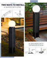 Solar Floor Lamp, Solar Pathway Lights Outdoor IP65 Waterproof, 3500K Globe Floor Lamps for Patio, Porch, Garden, Warm White, S700100100WW1-AU