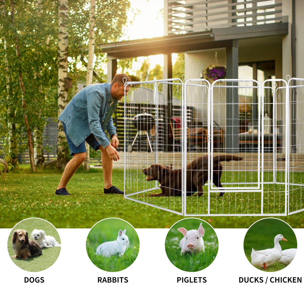 8 Panel 32'' Pet Dog Playpen Puppy Exercise Cage Enclosure Fence Metal