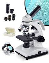 Microscope 100x-2000x for Kids Teens Adults Education Science Gifts with Insects Plants Prepared Slides and Phone Photography Accessory