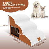 Dog Stairs to Bed - Waterproof Pet Steps for Couch with High Density Foam Dog Ramp & Washable Cover, 3 Tiers Non-Slip Pet Stairs for Small Dogs Older Cats with Joint Pain