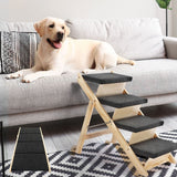 Pet Scene 4 Steps Dog Ramp Wooden Pet Stairs 2in1 Foldable Dog Stairs for Bed Car Couch Sofa Puppy Cat Ladder Portable Dog/Cat Ladder Up to 60KG