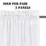 Natural Rich Linen Curtains Semi Sheer for Bedroom/Living Room | Rod Pocket Textured Window Curtain Drapes Privacy Added Soft Curtains, White, Sold Pair, Each Piece 132cm x 243cm