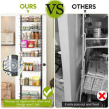 Over the Door Pantry Organizer, 8-Tier Adjustable Baskets Pantry Organization and Storage, Metal Door Shelf with Detachable Frame, Space Saving Hanging Spice Rack for Kitchen Pantry Bathroom