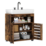 Under Sink Cabinet, Bathroom Vanity Unit, Storage Cupboard, 60 x 30 x 63 cm, with 2 Louvered Doors, Adjustable Shelf, Rustic Brown BBK04BX