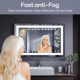 Rectangular LED Bathroom Mirror with Light, 1200 x 800 mm Wall Mounted Modern Lighted Mirror, Illuminated Touch Switch, Anti-Fog, Large Makeup Decorative Mirrors