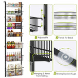 Over the Door Pantry Organizer, 8-Tier Adjustable Baskets Pantry Organization and Storage, Metal Door Shelf with Detachable Frame, Space Saving Hanging Spice Rack for Kitchen Pantry Bathroom