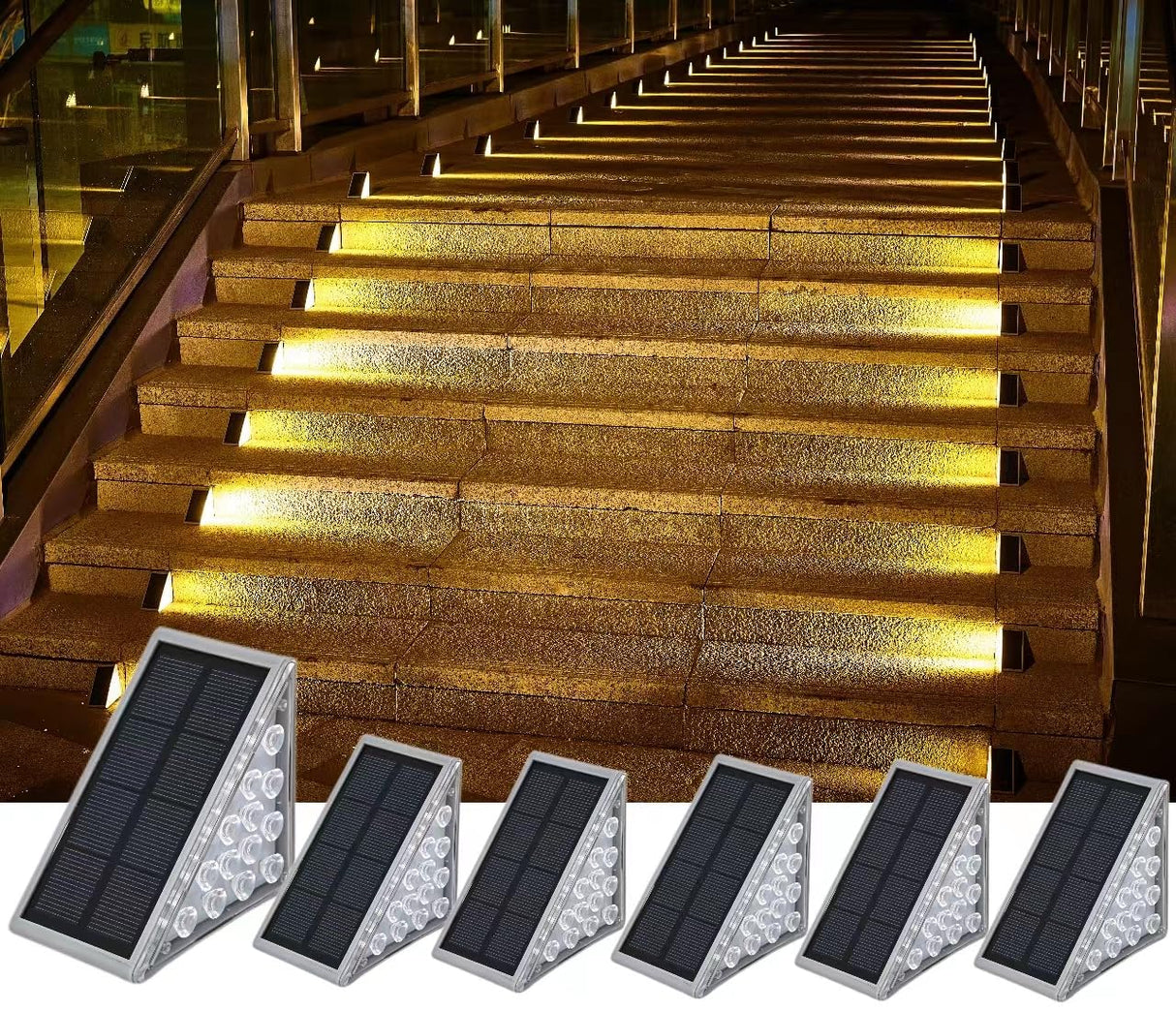 Solar Step Lights Solar Light Outdoor LED Solar Stair Lights Outdoor Waterproof Step Lights Solar Deck Light Path Light Warm White 6 Pack Stair Lights Hallway Path Doorway Garage