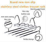 Trouser rack saves space, 2 Pack for S-shaped stainless steel clothes trouser rack, anti-slip design, Anti-Slip Design,Clothes Closet Storage Organizer for Pants Jeans Trousers Skirts Scarf