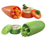 Plastic Attack Snack containers, 2.6" x 7", Orange/Green