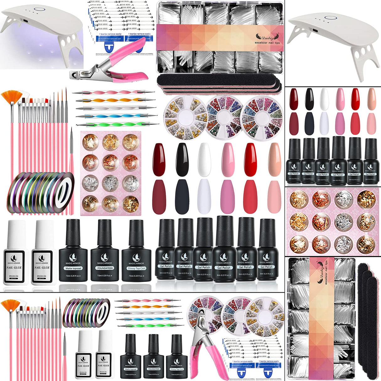 Acrylic Nail Kit with Everything Gel Nail Polish Set Starter Kit for Coffin Nails with 12W LED UV Nail Lamp Nail Art Tool Foundation & Base Top Coat Gel Nail Kit for Nails Acrylic Nail Kit