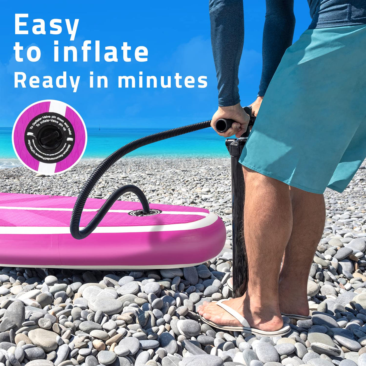 Inflatable Paddle Board Bundle - Stand Up Paddle Board, Floating Yoga Board With Paddle, Pump, Repair Kit & Leash - Sup Stand Up Paddleboard, Inflatable Paddle Boards For Adults - Pink 10ft 6in