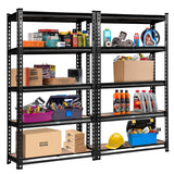 Garage Shelving, Warehouse Racking System Racks Storage Industrial Commercial Organize Capacity, 5 Shelves Steel Metal Adjustable 750KG Assembly Easy Heavy Duty Black 1.5M x 1.4M