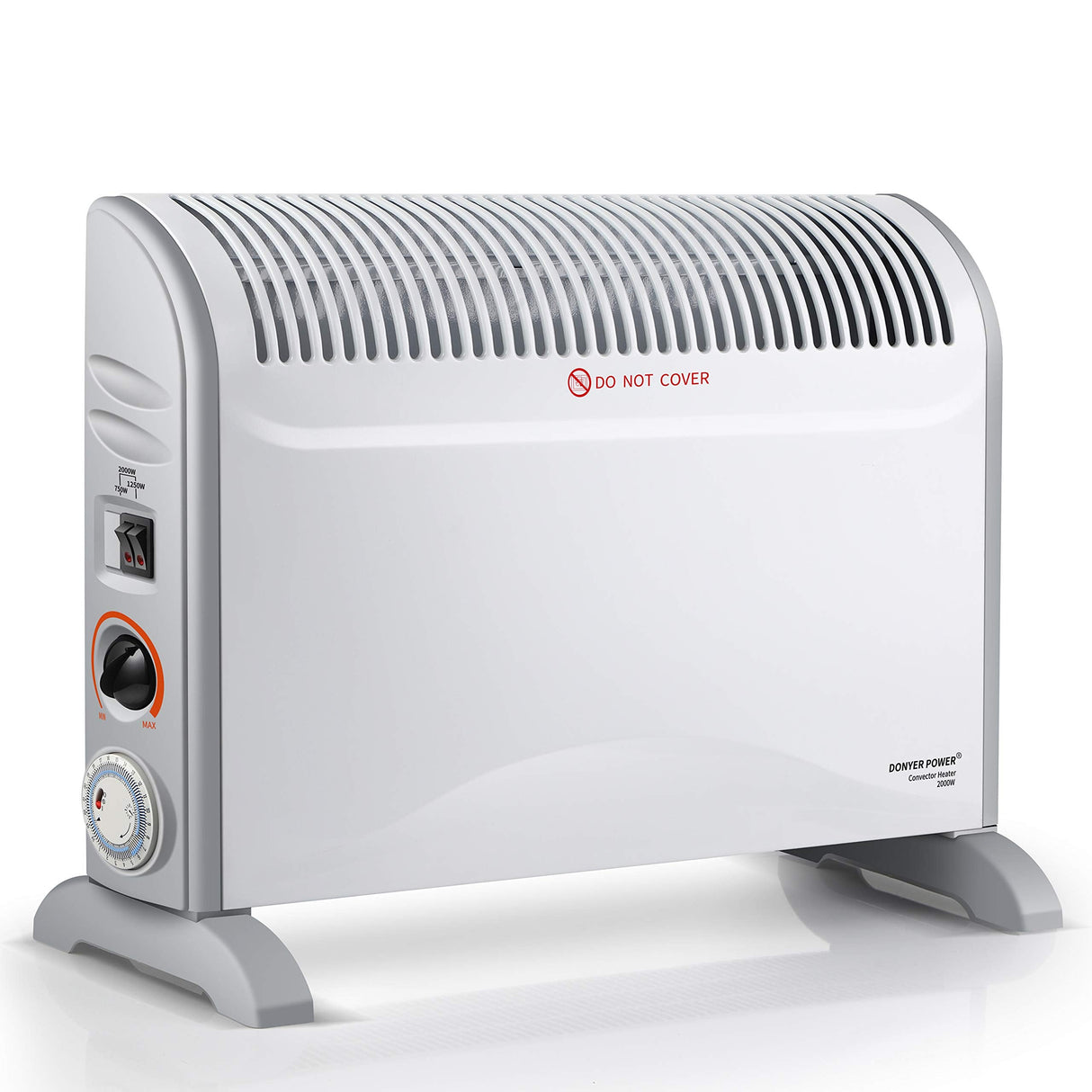 Convector Radiator Heater with Adjustable Thermostat 3 Heat Settings (750/1250/2000W) 24H Timer Space Heating Oil-Free