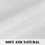 Natural Rich Linen Curtains Semi Sheer for Bedroom/Living Room | Rod Pocket Textured Window Curtain Drapes Privacy Added Soft Curtains, White, Sold Pair, Each Piece 132cm x 243cm