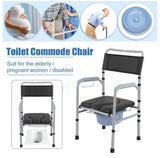 Adjustable Foldable Shower Toilet Bedside Commode Chair Toilet Aid Stool w/Potty