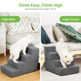 Dog Stairs & Steps for Small Dogs Cats Holds up to 25kg, Pawque Pet Steps for High Bed Couch, Shock Absorbing Foam with High-Strength Boards for Pet Safe, Non-Slip Removable Washable Cover, 4 Step-Grey ( 45cm High)