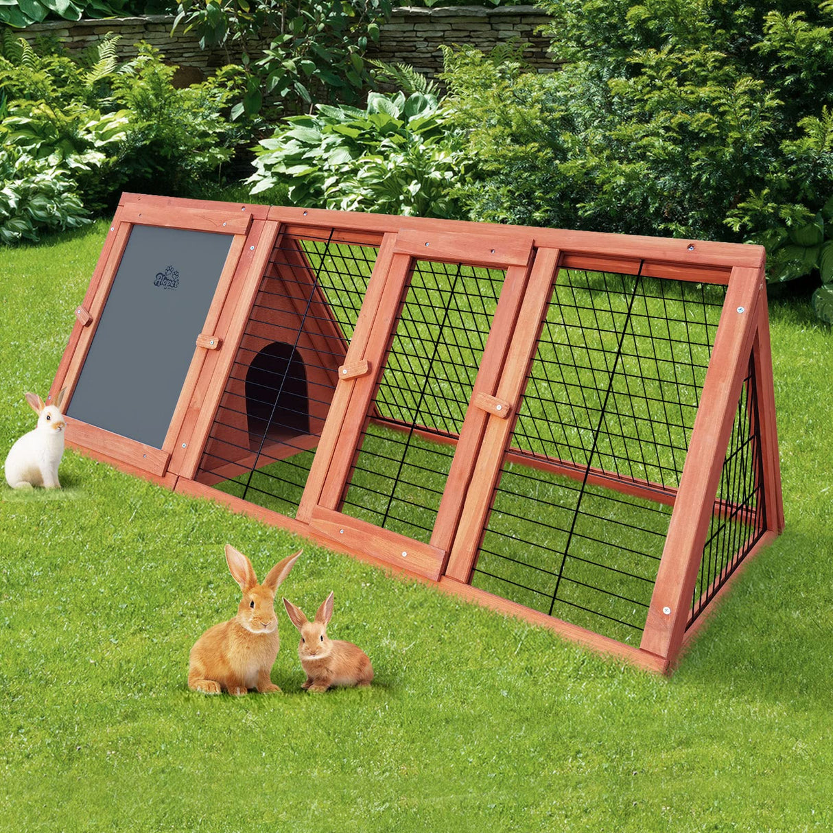 Rabbit Hutch, Alopet Chicken Coop with 2 Doors 117 x 50 x 45cm