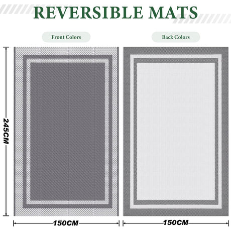 Extra Large Outdoor Rug(150x245cm) - Camping Rug, Porch Rug, Reversible Portable Outdoor Plastic Straw Rug, Waterproof Mat for Rv, Deck, Camper, Balcony, Patio