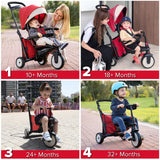 7-in-1 Folding Baby Tricycle, Red Melange