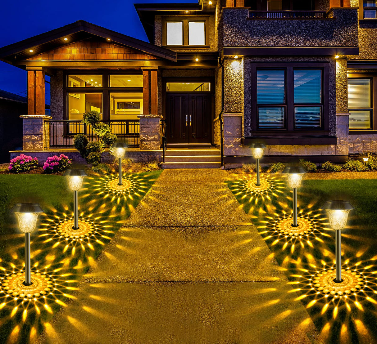 Solar Lights Outdoor Garden Waterproof, 6 Pack Solar Pathway Lights, Warm White, Solar Landscape Lighting Path Lights Auto On Off, for Yard Driveway Walkway Sidewalk Lawn Patio