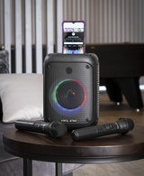 Vocal-Star Portable Karaoke Machine with Bluetooth, 2 Wireless Microphones, 60w Speaker, Lights Effects, Records Singing,Rechargeable