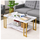 Marble Print Coffee Table Accent Rectangular Cocktail Tea End Table