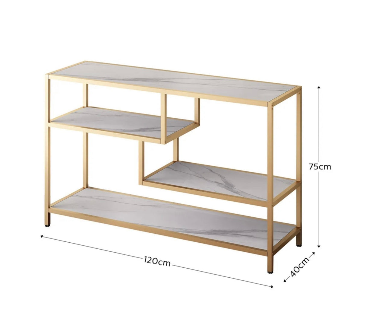 Console Table Hallway Side Entry Display Faux Marble 4 Tiers Furniture Gold