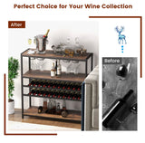 Freestanding Bar Cabinet w/ 2 Wine Racks, Spacious Top & Open Shelves