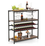 Freestanding Bar Cabinet w/ 2 Wine Racks, Spacious Top & Open Shelves