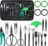 Garden Tools Set 25 pcs,Succulent Bonsai Tools Kit,Gardening Transplanting Tools Gifts Set for Women,Bonsai Tree Kit Include Pruning Shears,Carbon Steel Bonsai Scissors,Trimming Tools,Bonsai Wire