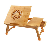 Laptop Desk Adjustable Laptop Desk Table 100% Bamboo with USB Fan Foldable Breakfast Serving Bed Tray w' Drawer