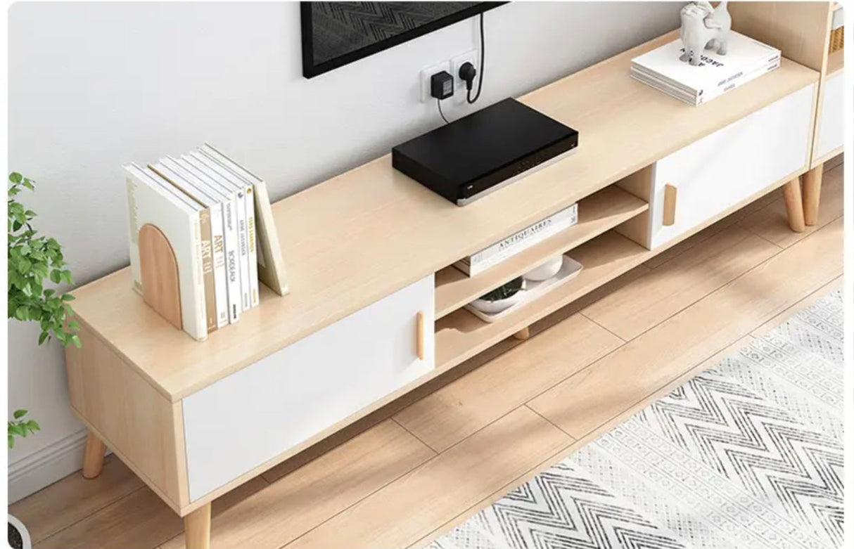 120cm Modern TV Stand Cabinet Wood Entertainment Unit Shelf Storage Maple