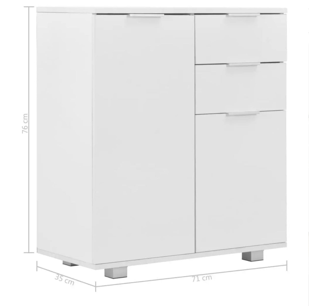 High Gloss Side Cabinet With 2 Door Drawer Sideboard Storage Modern Furniture