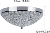 Modern Flush Mount Crystal Ceiling Light, 2-Light Ceiling Lamp Close to Ceiling Light Fixtures for Bedroom, Entryway, Foyer, Hallway, Dining Room, Chrome Finish Bowl Shape Shade E14 Base