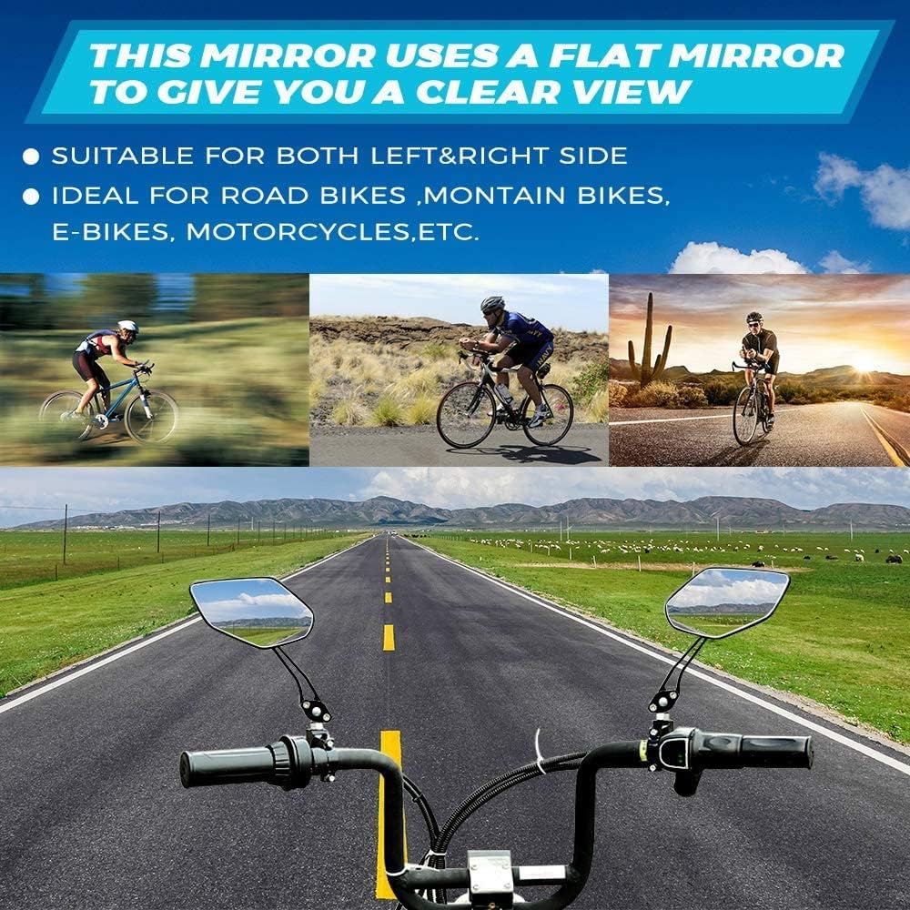 2 pcs bicycle mirrors bicycle scooter motorcycle | Compatible with all models mountain road bicycle cycling rear view mirror 360 rotatable folding bicycle mirror left and right