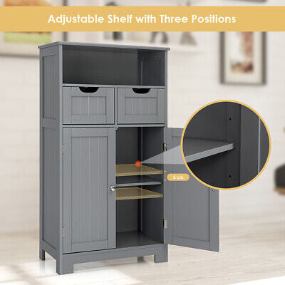 Bathroom Floor Cabinet Toilet Storage Cupboard Wooden Laundry Organizer