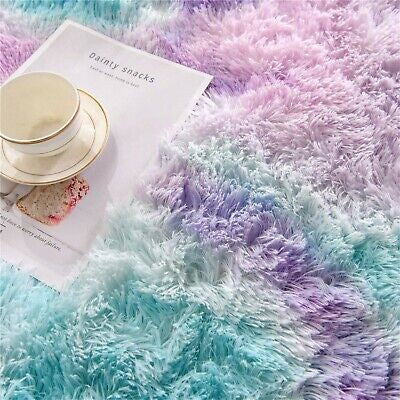 Soft  Fluffy Rugs Anti-Skid Shaggy Area Rug Tie-dye Carpet Floor Mat Dining Room