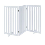 Large Free Standing Dog Gate, Extra Tall Safety Wood Pet Gate, Indoor Foldable Dog Gate, Expands up to 152cm Wide 91cm, Doorway Pet Barrier, White