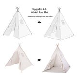 Large Teepee Tent Wigwam with Mat Boys Girls Pretend Play Tent Wood Frame