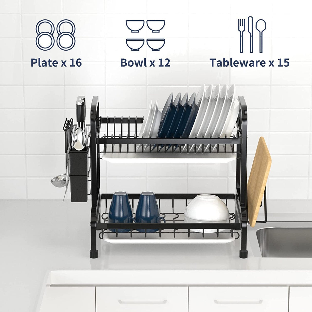 2 Tier Stainless Steel Kitchen Dish Rack