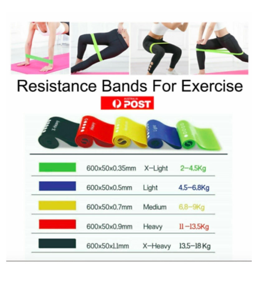 Resistance Bands Power Heavy Strength Exercise Fitness Gym Crossfit Yoga AU