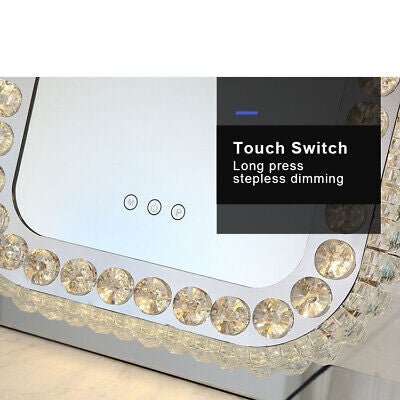 Tabletop Stainless Steel LED Princess Crystal Vanity Mirror with 3 color Lights