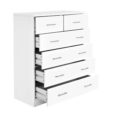 Tallboy 6 Chest of Drawers Dresser Table Storage Cabinet Bedroom White