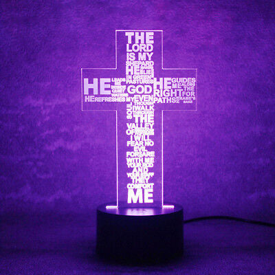 CRUCIFIX HOLY CROSS 3D Acrylic LED 7 Colour Night Light Touch Table Lamp Gift